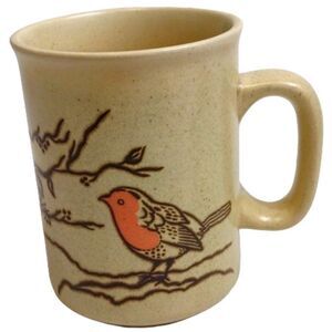 Vintage Coffee Mug Beige Robin Red Breast Pattern Cameron Korea
